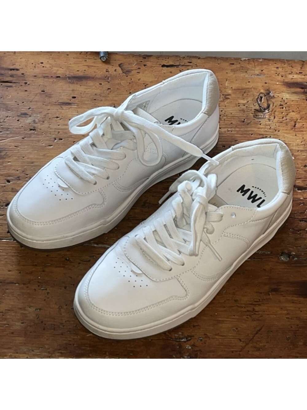 Madewell Court Sneakers White Leather Lace Up Casual Shoes Women 8.5 M